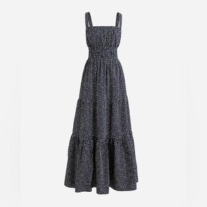 J.Crew • Tiered Midi Dress Convertible Straps Polka Dot